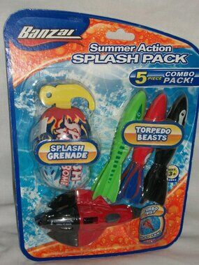 Banzai Summer Action Splash Pack 5-Piece Grenade Torpedo Games Toys Swim Turbo